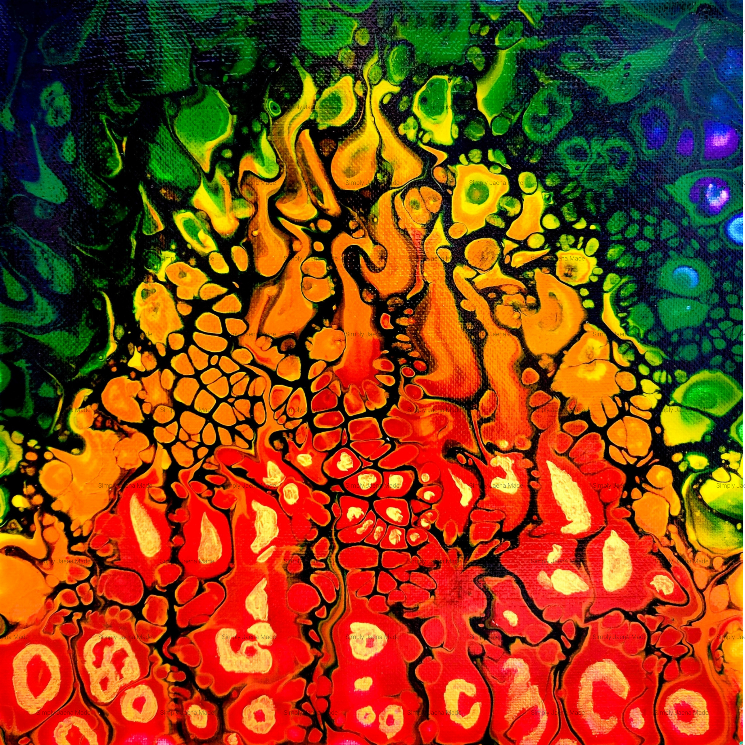 Fire original abstract acrylic painting by Simply Jaena Made