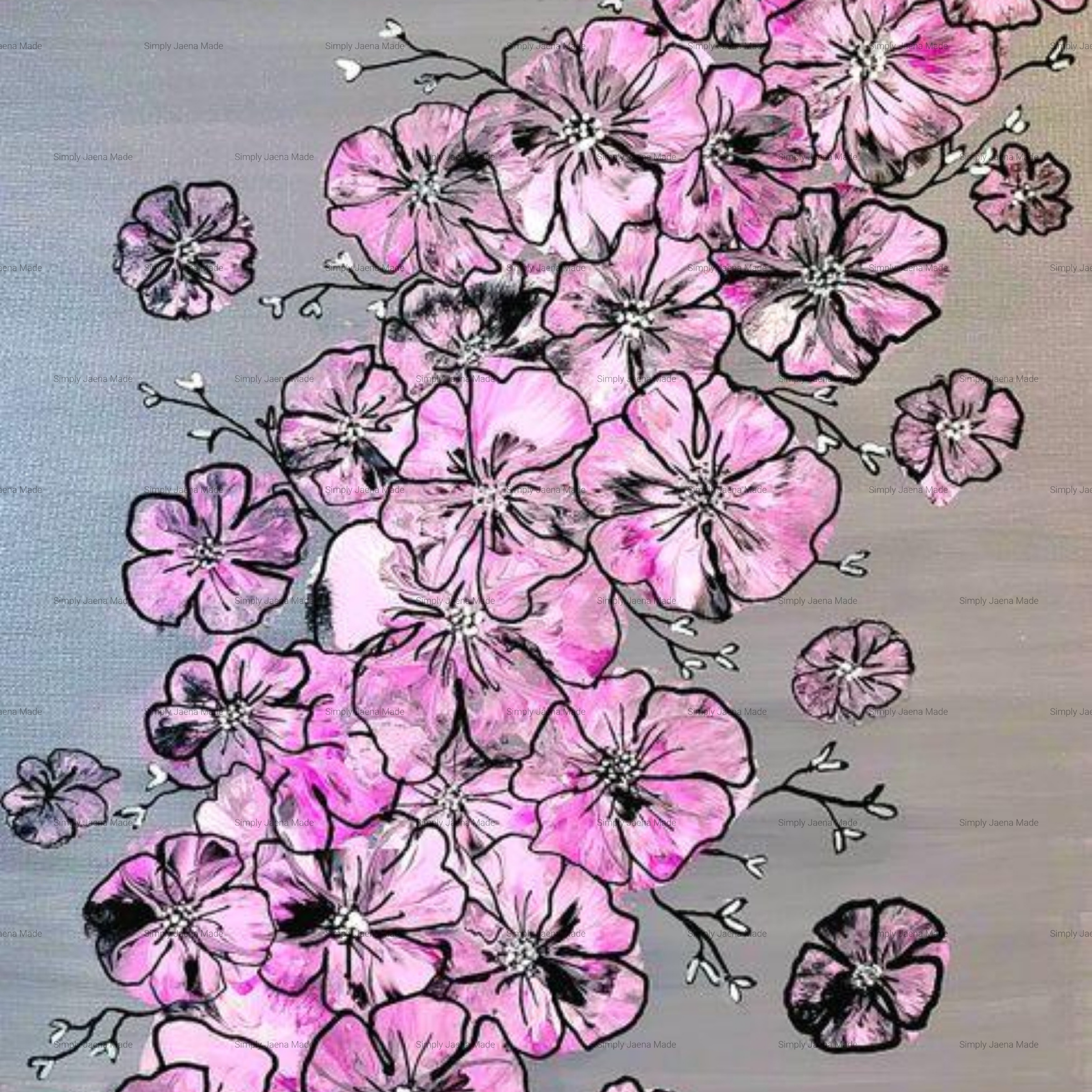 Garden of Hope original abstract acrylic painting honoring Breast Cancer Awareness Month by Simply Jaena Made