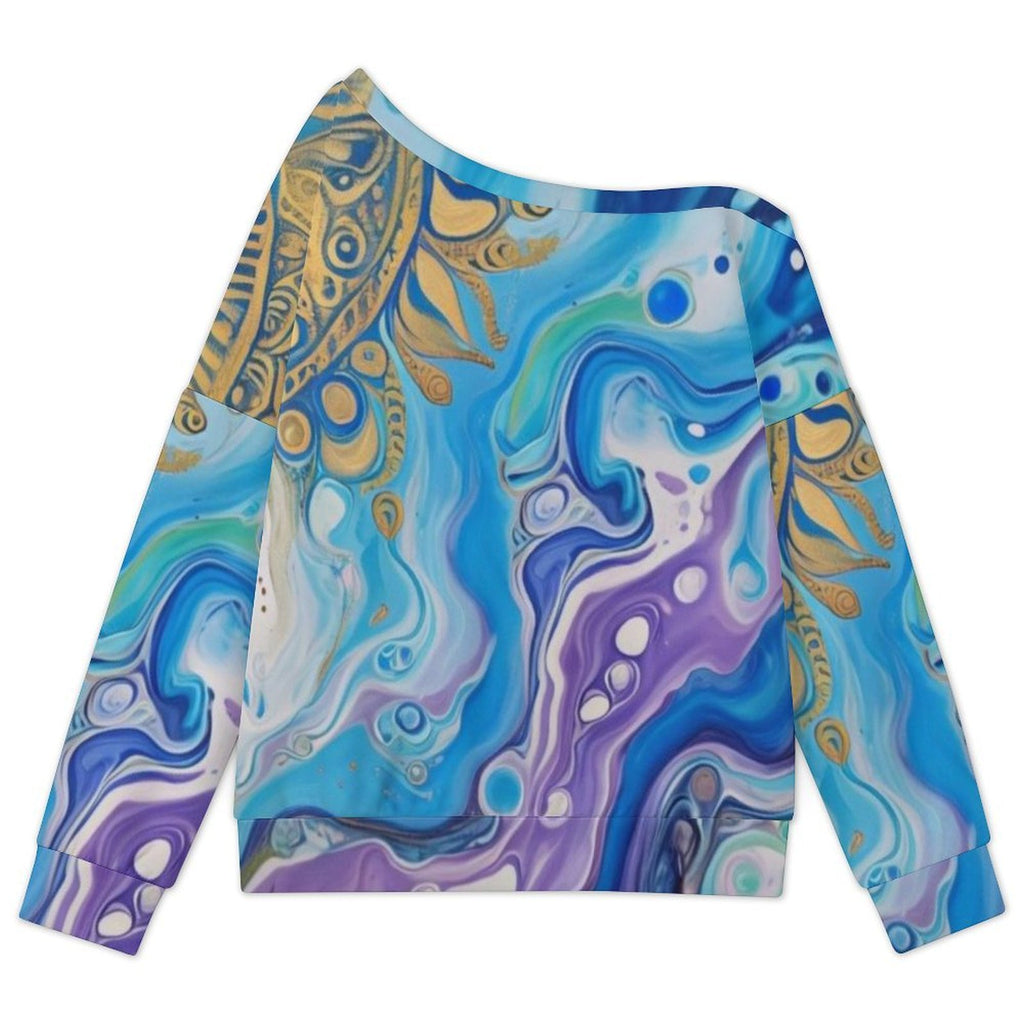 Mandala Sun Women's Off-shoulder Long Sleeve Sweatshirt
