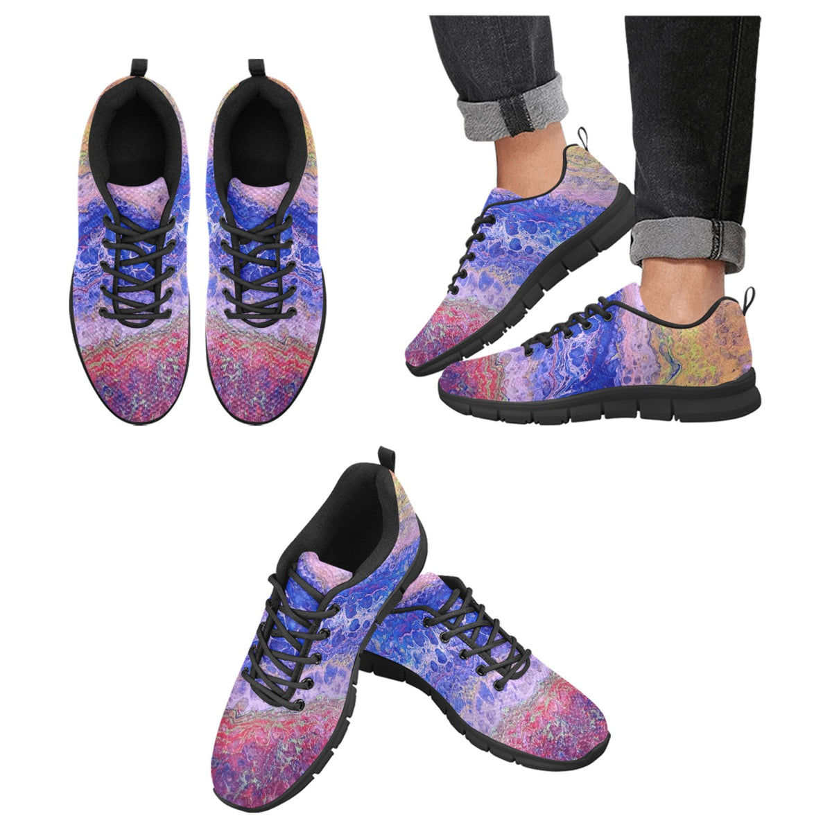 Tie-Dye Delight - Men's Breathable Running Shoes