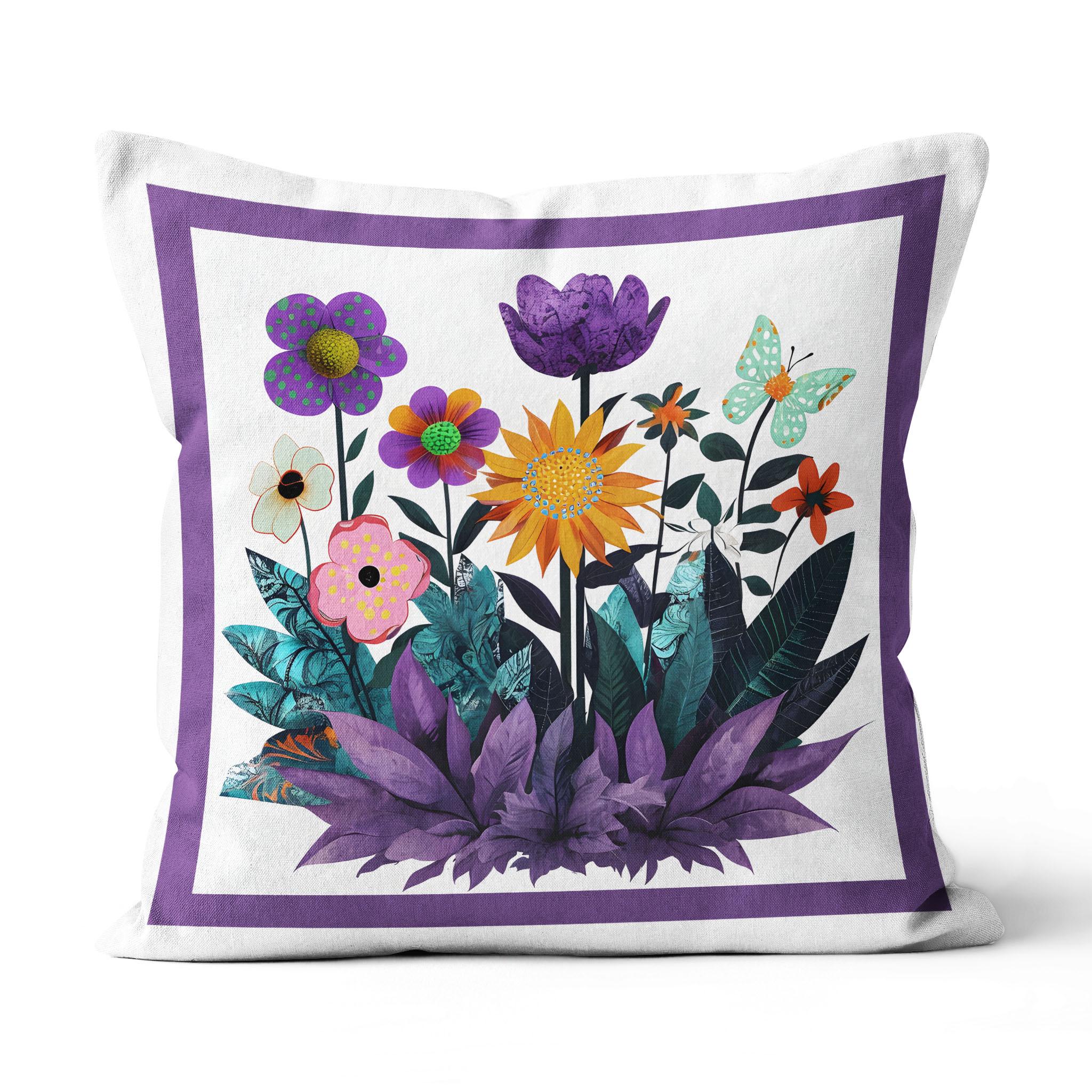 Abstract Purple Garden - Canvas Throw Pillow