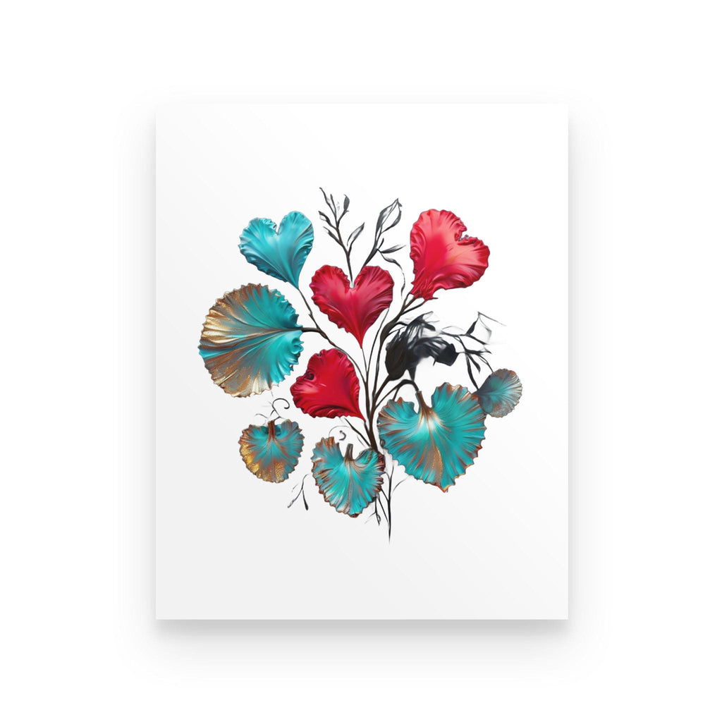 Hearts Floral Art Print – Whimsical Foliage Poster