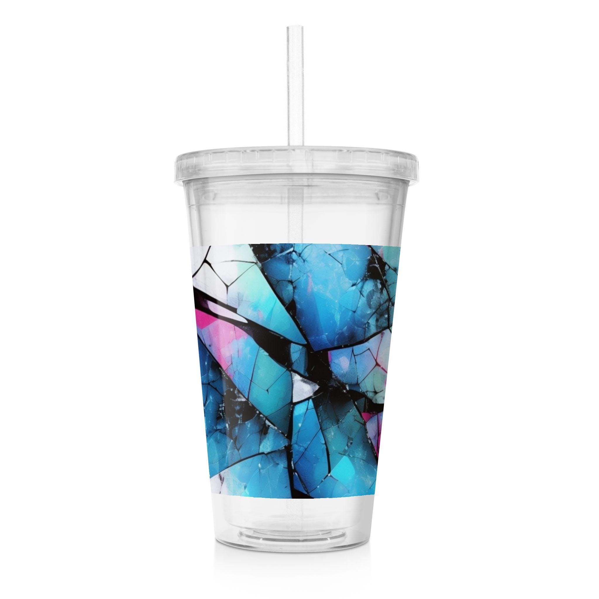 Mystical Mosaic - Clear Acrylic Tumbler w/Straw & Lid