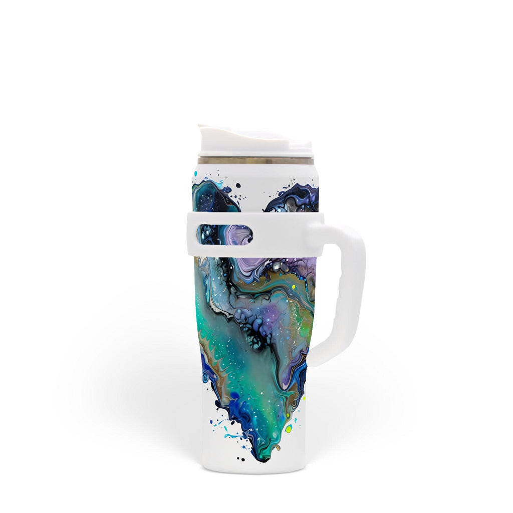 Fluid Art Heart - 40oz Stainless Steel Tumbler with Handle