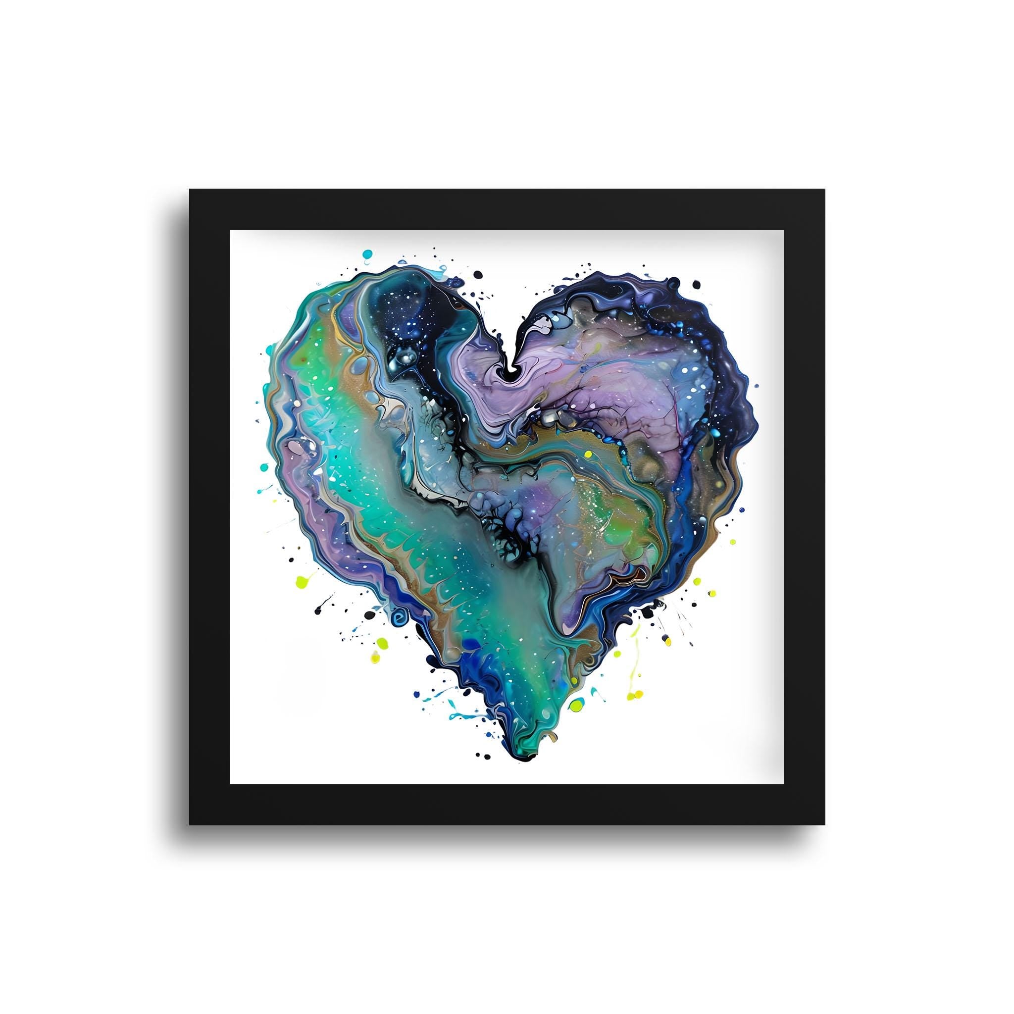Fluid Art Heart (1) - Framed Art Print (1" frame)