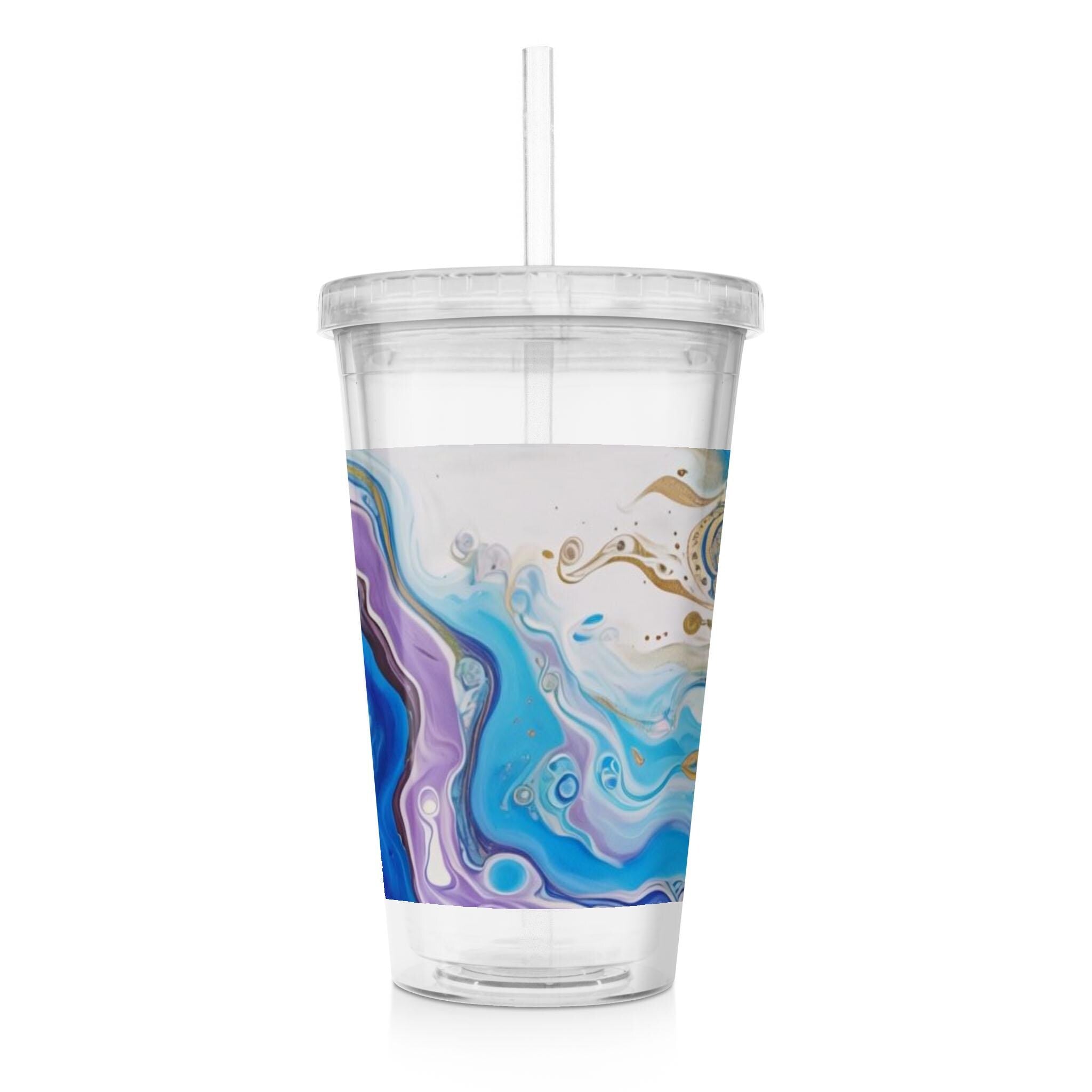 Mandala Sun - Clear Acrylic Tumbler w/Straw & Lid