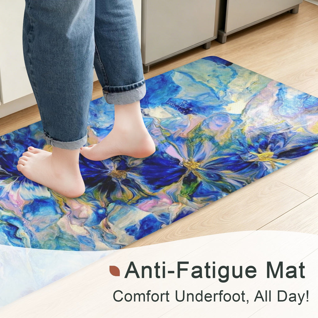 Royal Blue Garden PVC Anti-Fatigue Kitchen Mat 48x24inch