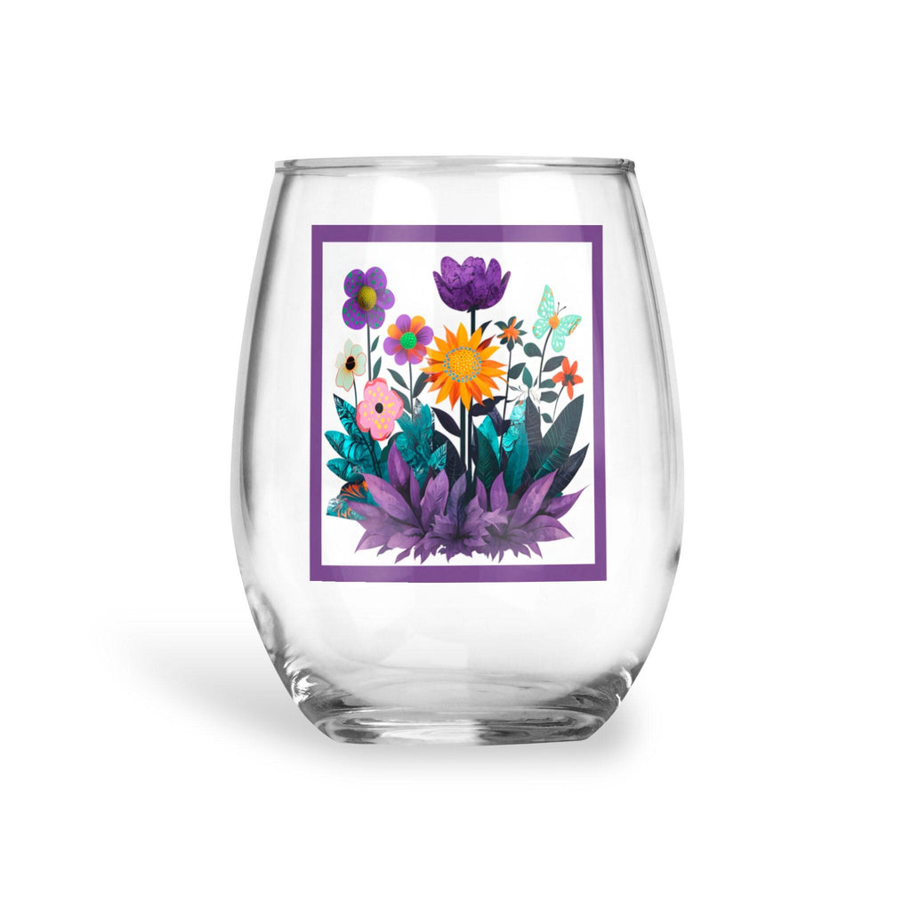 Abstract Purple Garden - Wine Glass