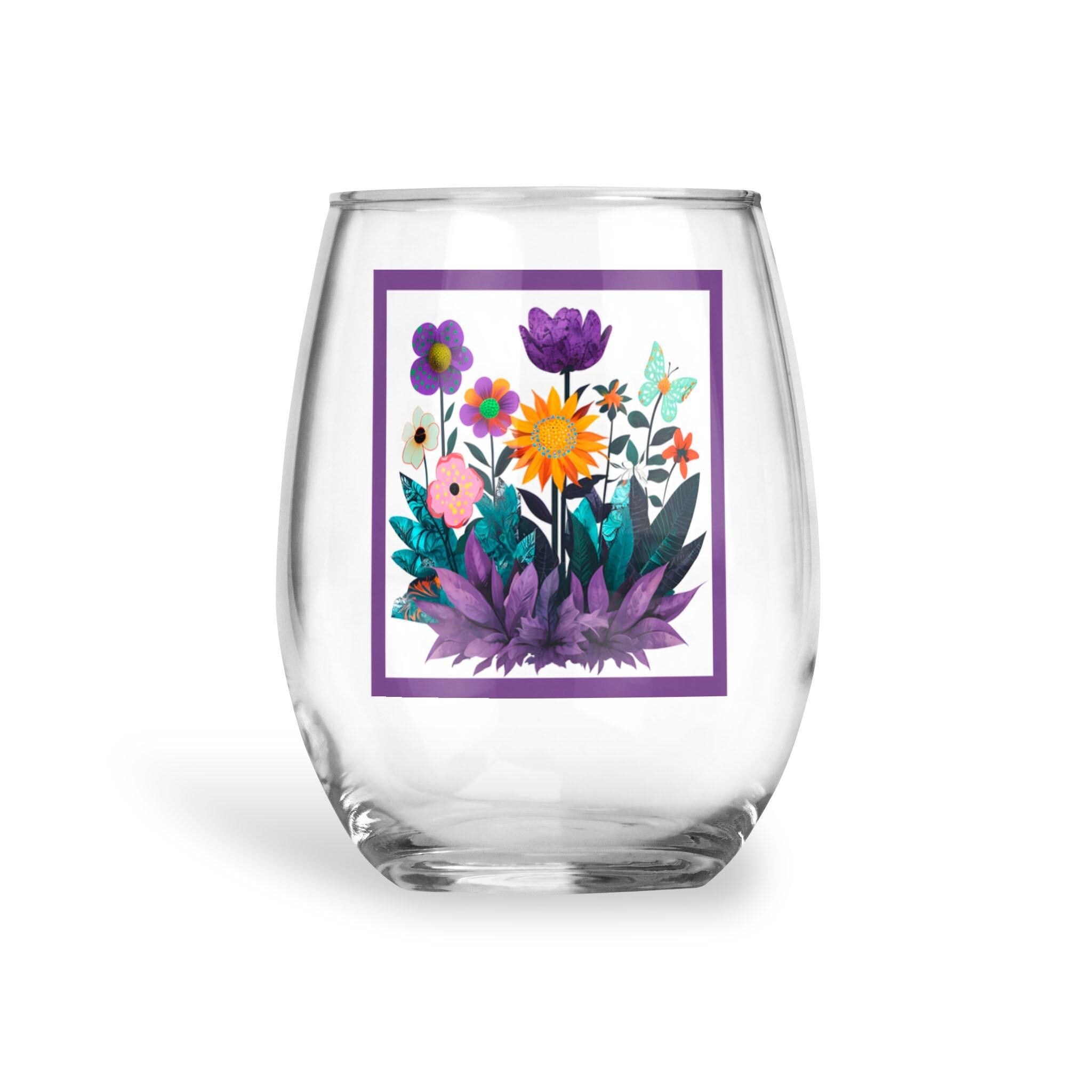 Abstract Purple Garden - Wine Glass