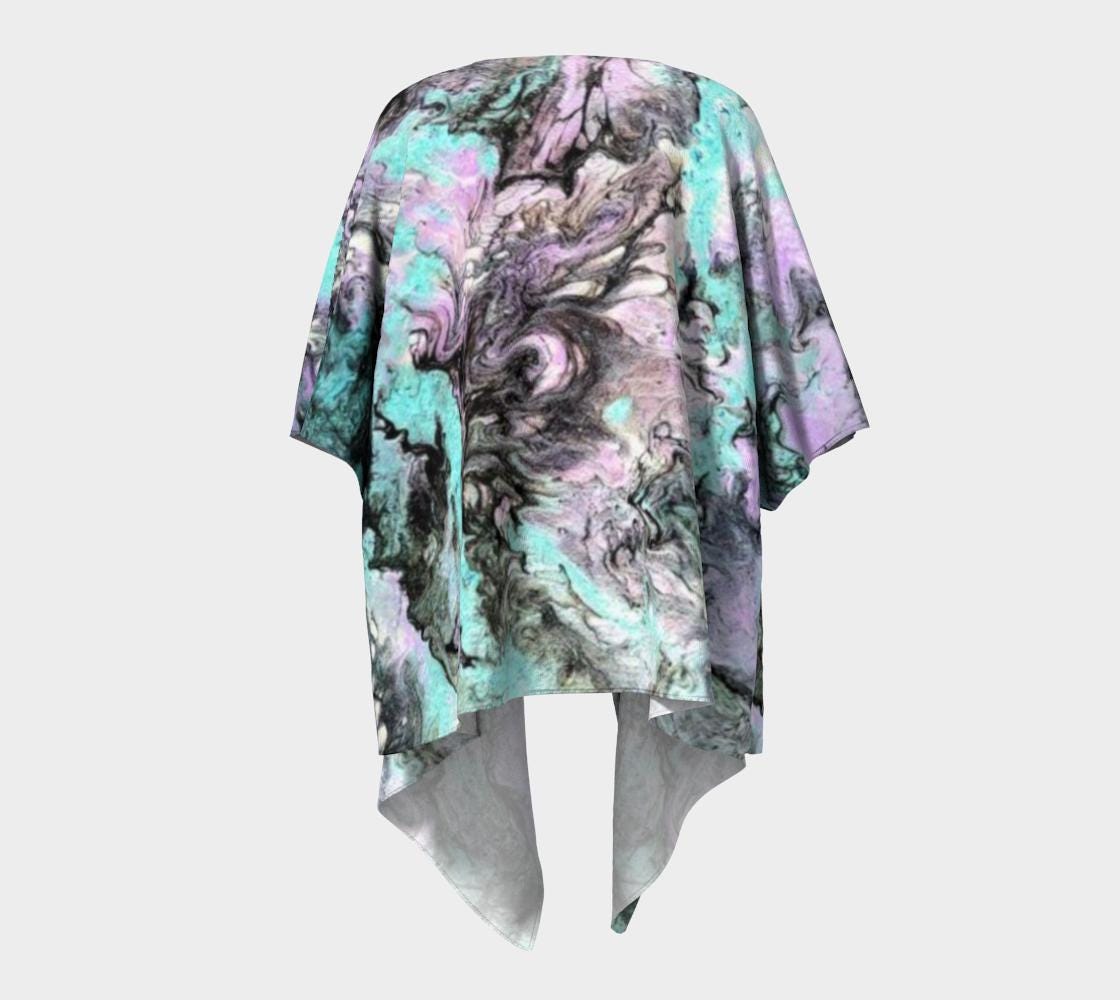 Turquoise Splash Draped Kimono