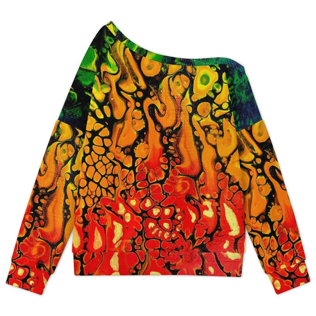 Fire Women's Off-shoulder Long Sleeve Sweatshirt