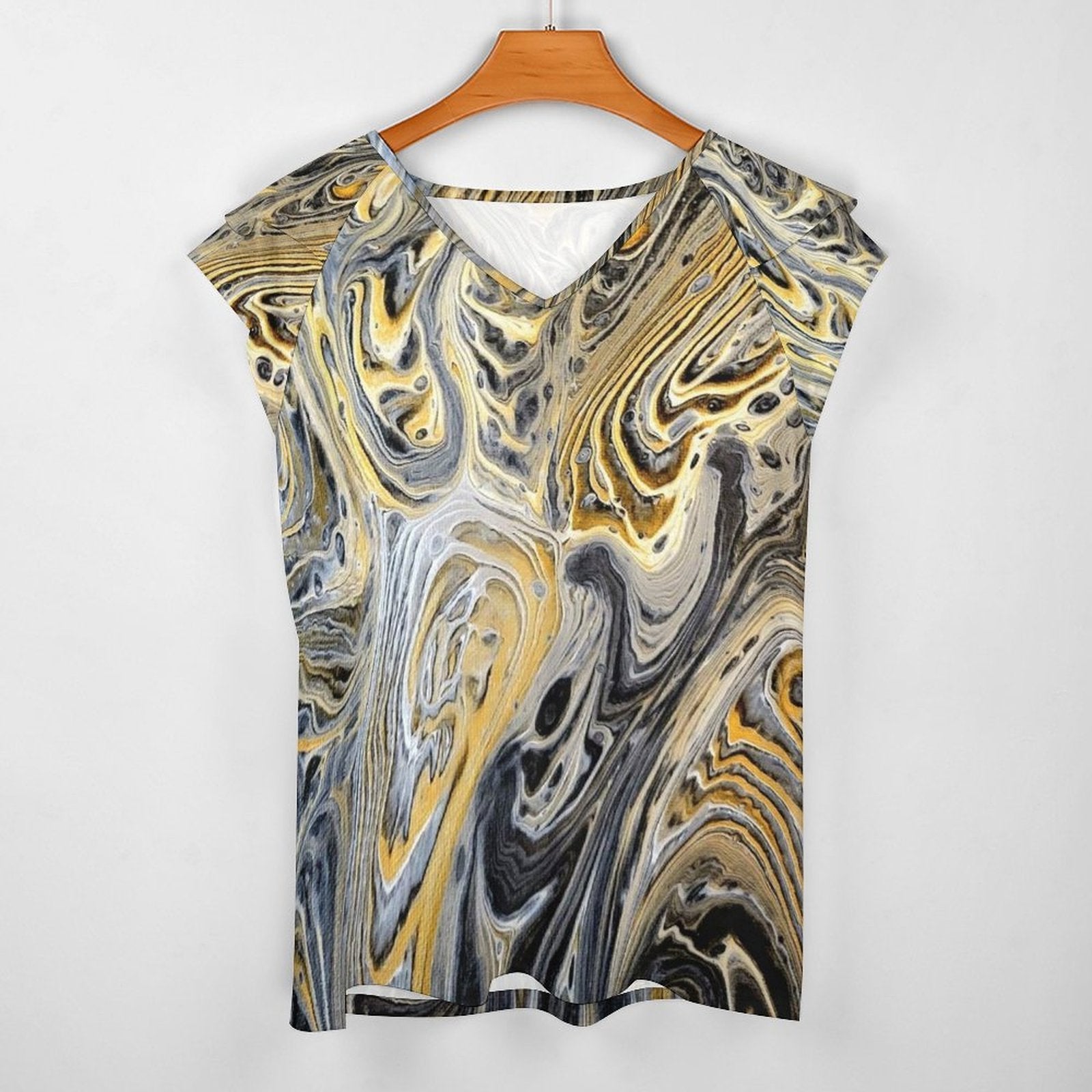Metallurgy Women's Ruffle Sleeve V-Neck T-Shirt