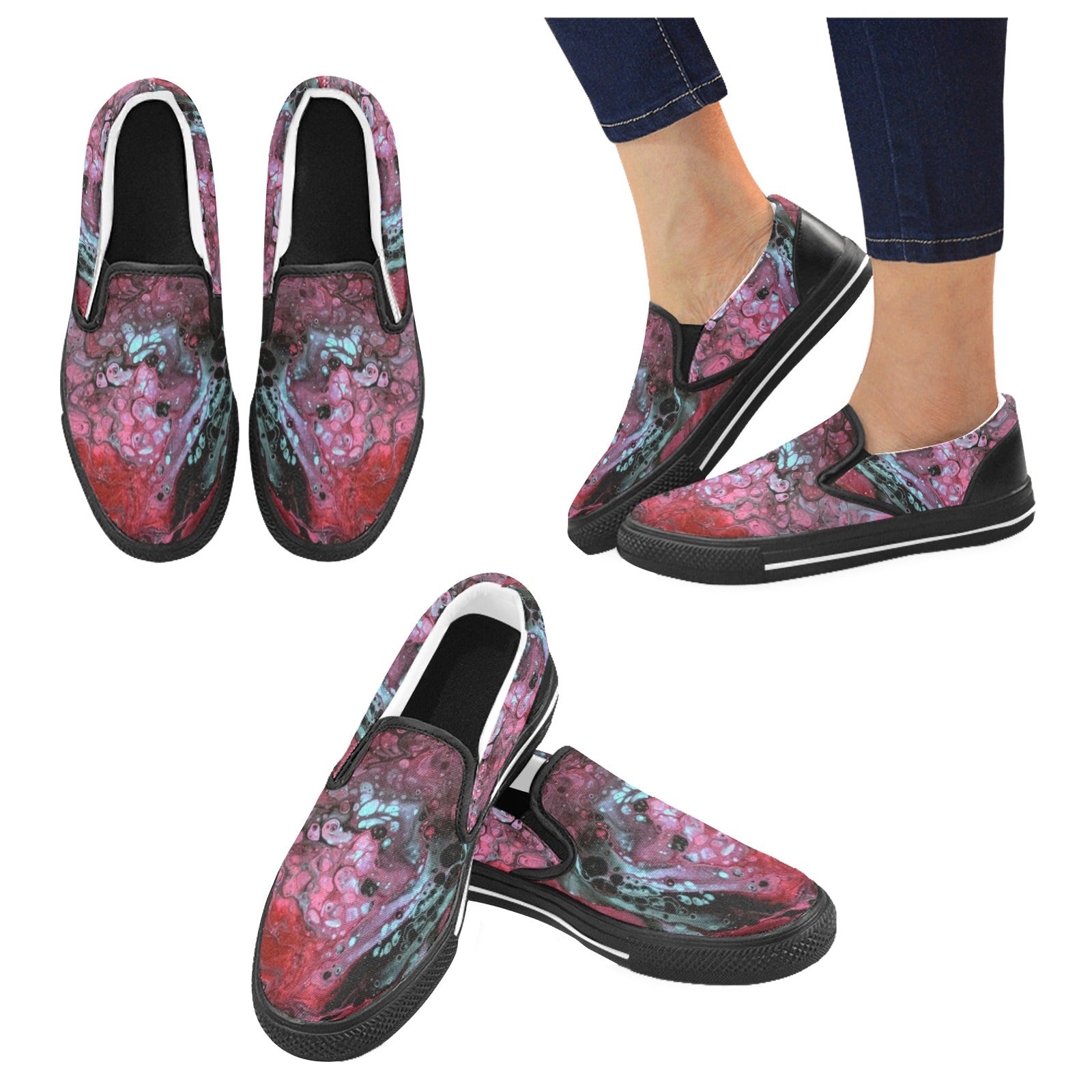 Deep Magenta - Men's Slip-On Canvas Shoes