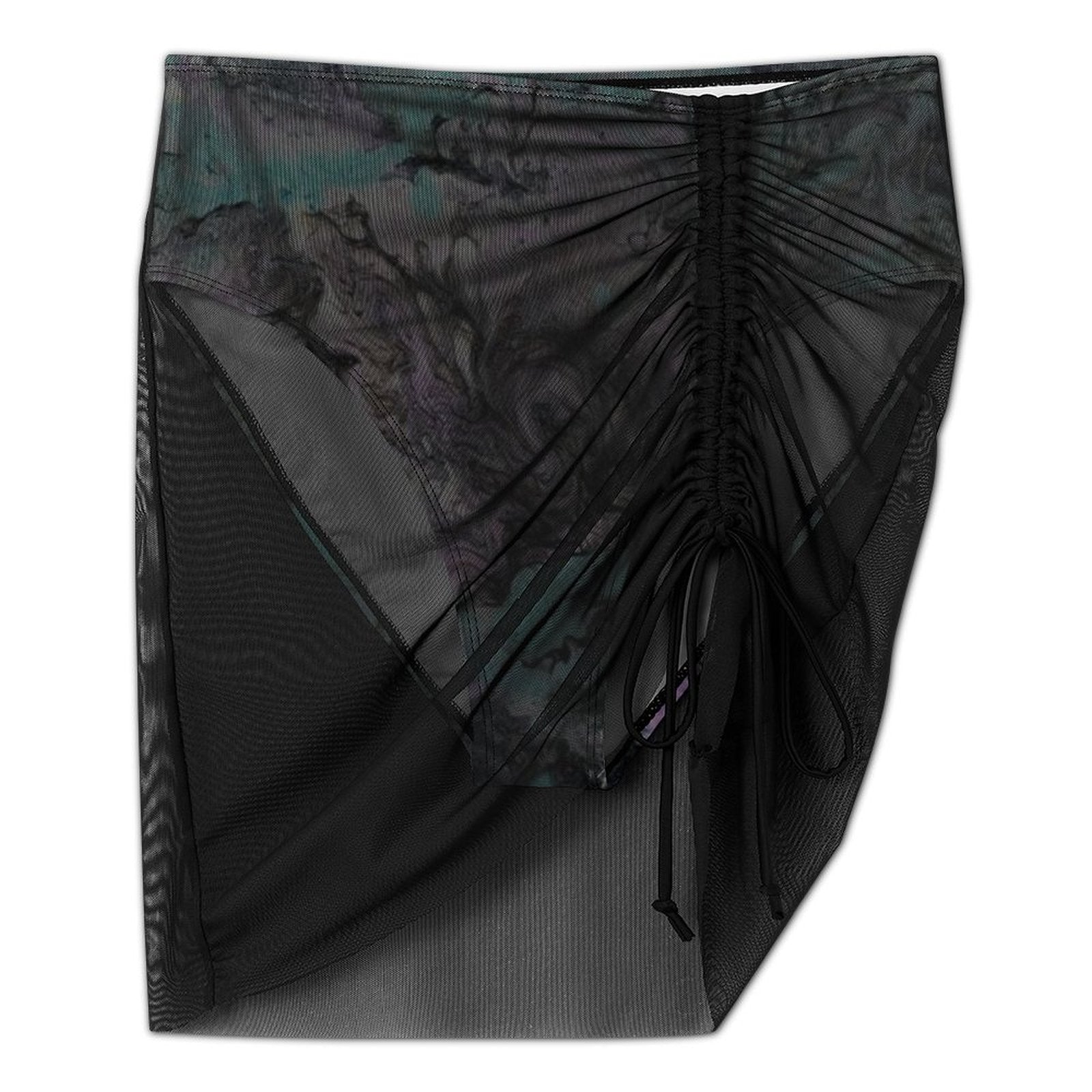 Turquoise Splash - Design Women's Mesh Drawstring Skirt and Swimsuit Set