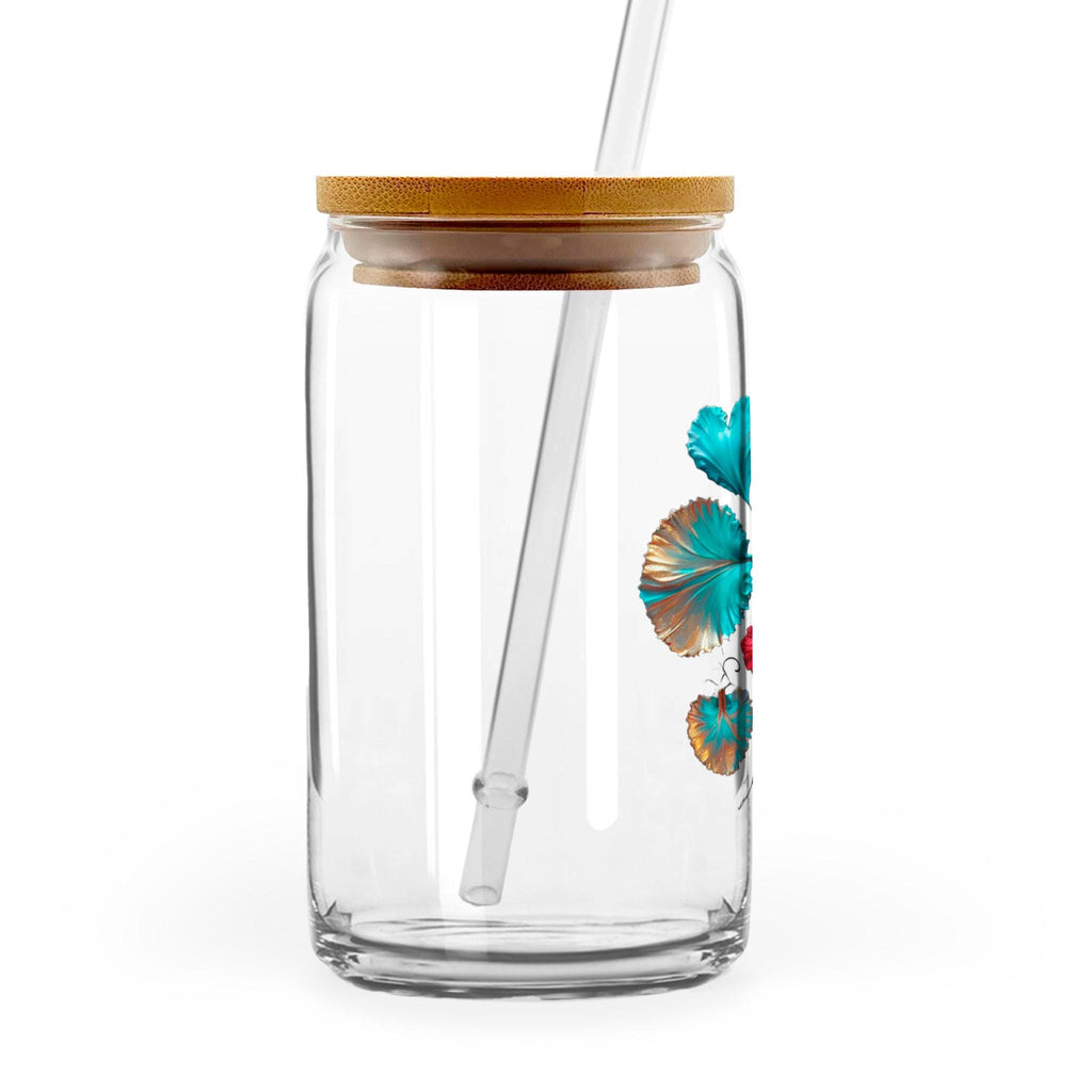 Hearts Grow Fonder - 16oz Glass Can with Bamboo Lid & Straw
