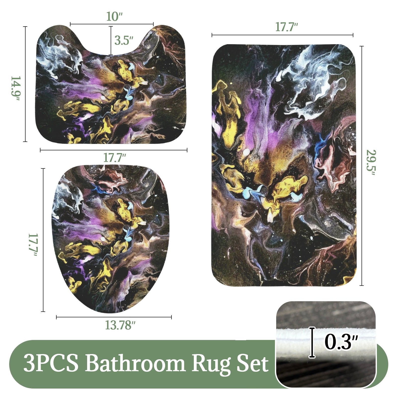 Seline 3-Piece Bathroom Rug Set