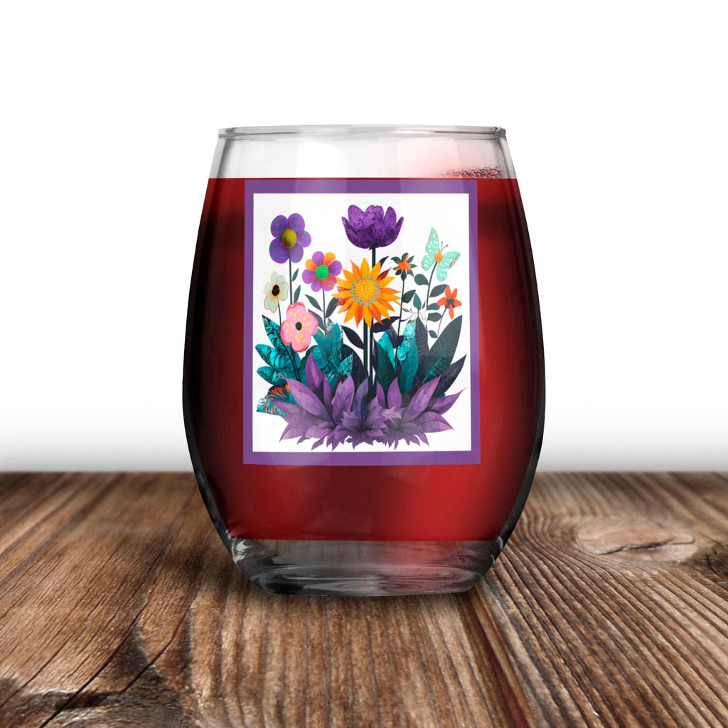 Abstract Purple Garden - Wine Glass