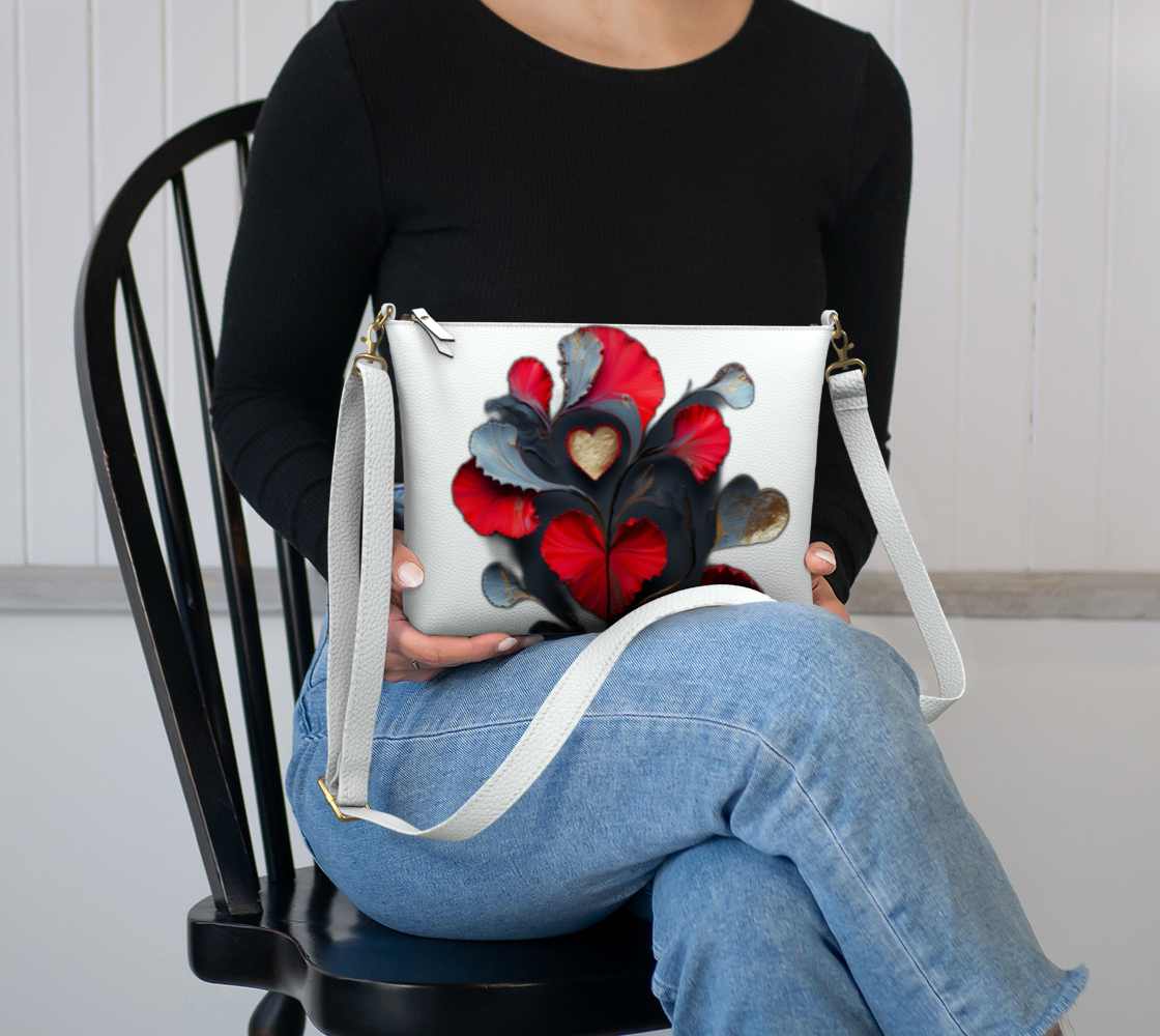 Vibrant Abstract Hearts - Vegan Leather Crossbody Purse