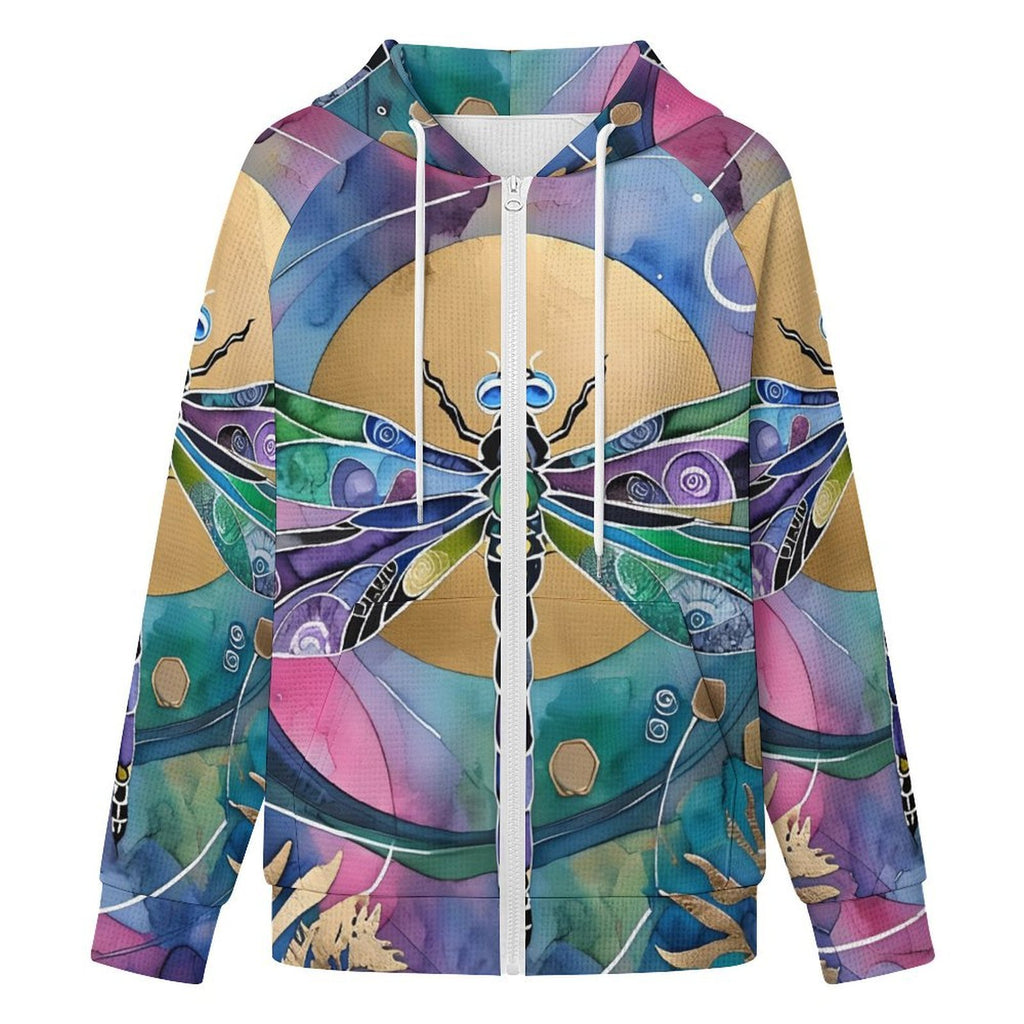 Dragonfly Sun - Women's Full-zip Hoodie with Drawstring