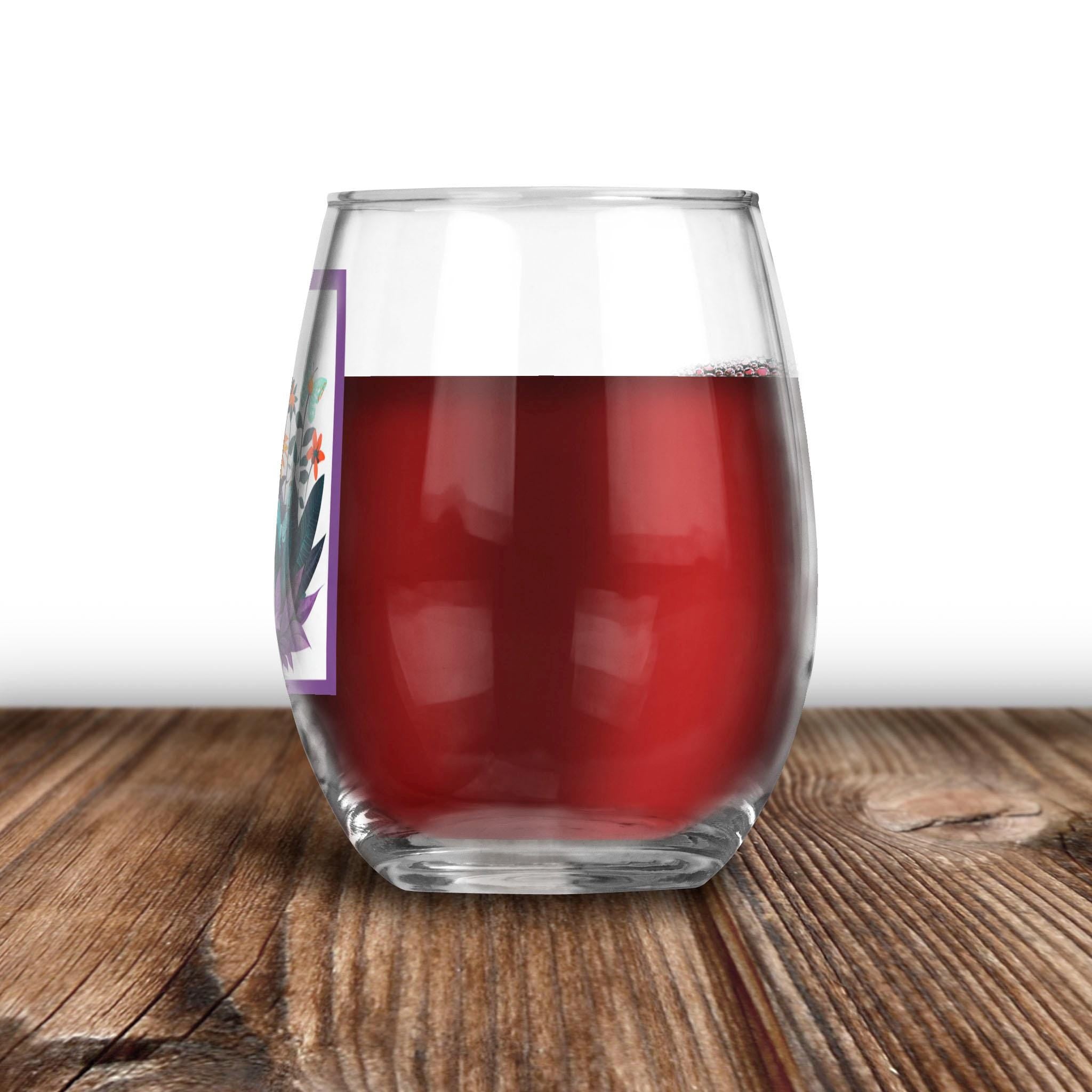 Abstract Purple Garden - Wine Glass