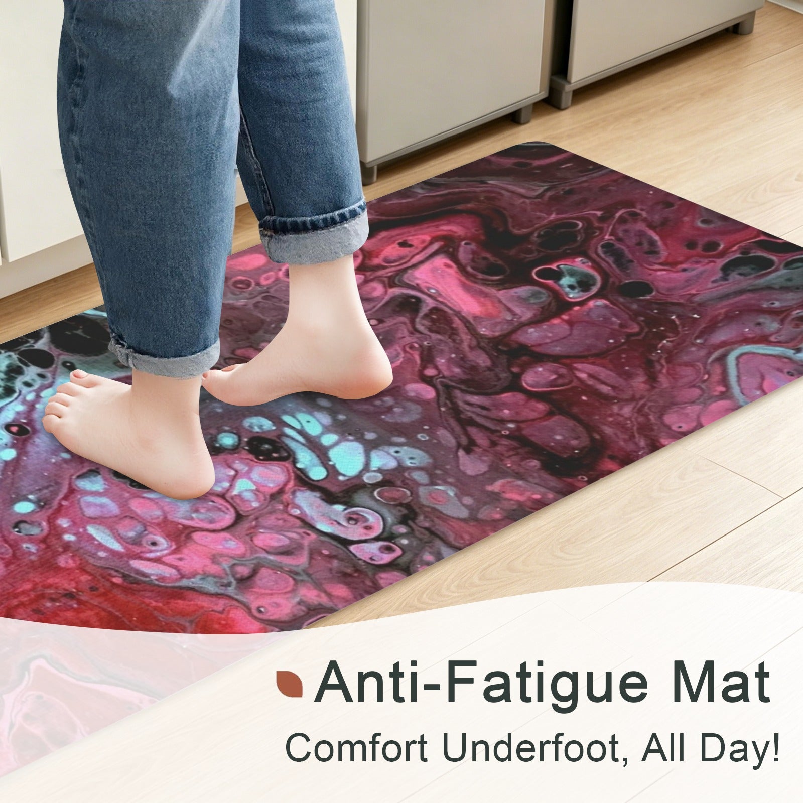 Deep Magenta PVC Anti-Fatigue Kitchen Mat 71x24inch
