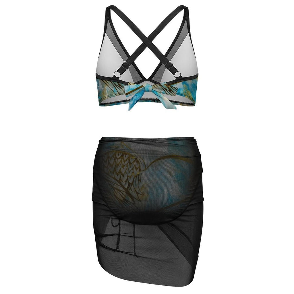 My Guardian - Design Women's Mesh Drawstring Skirt and Swimsuit Set