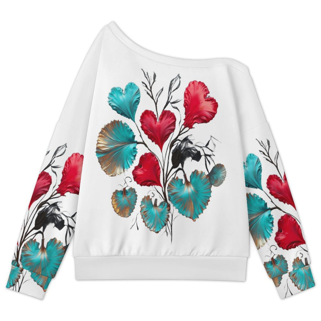 Hearts Grow Fonder Women's Off-shoulder Long Sleeve Sweatshirt