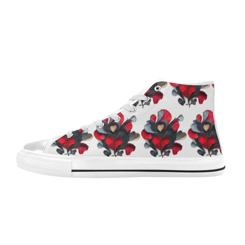 Abstract Hearts - Women's Classic High Top Canvas Shoes