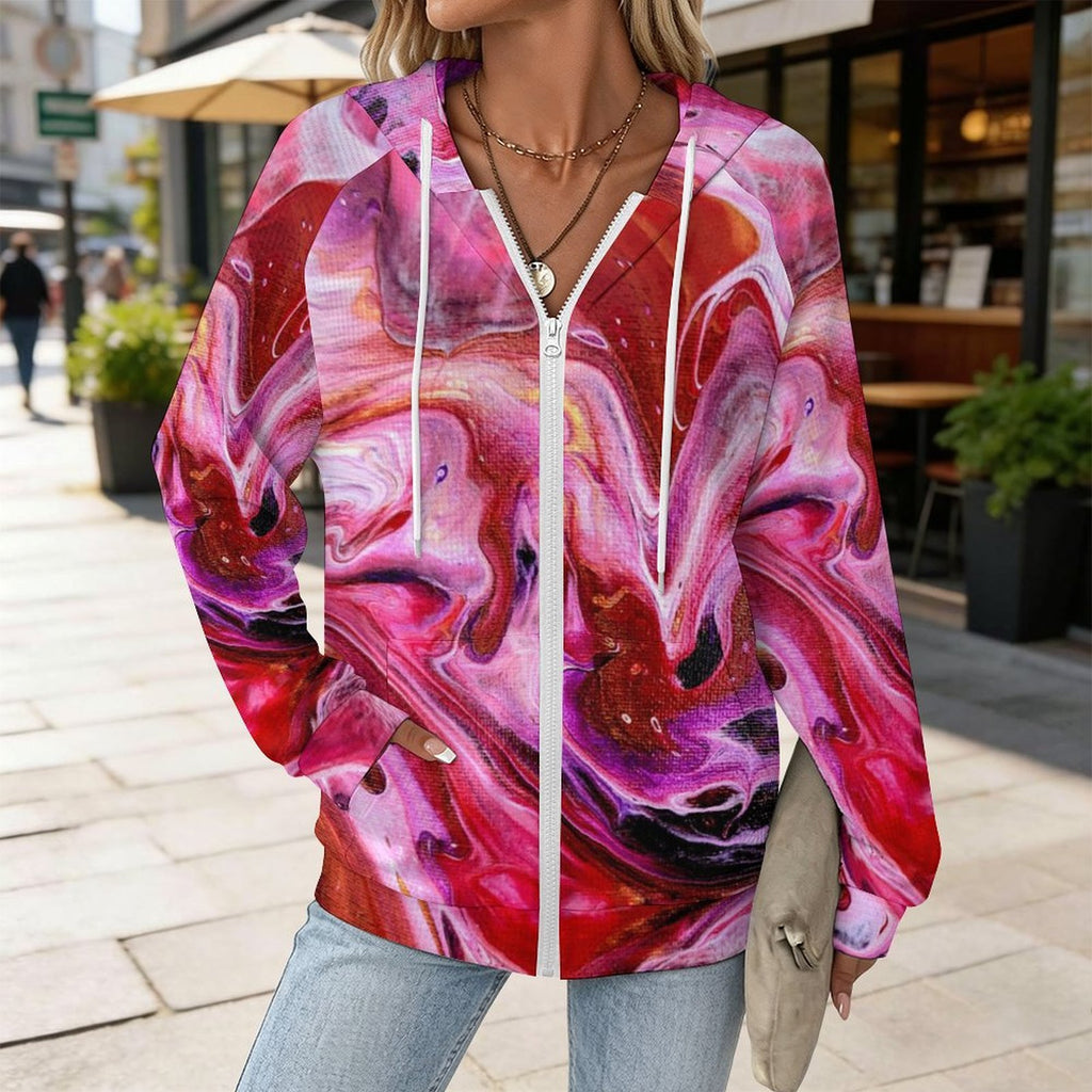 Dragon Fruit - Women's Full-zip Hoodie with Drawstring