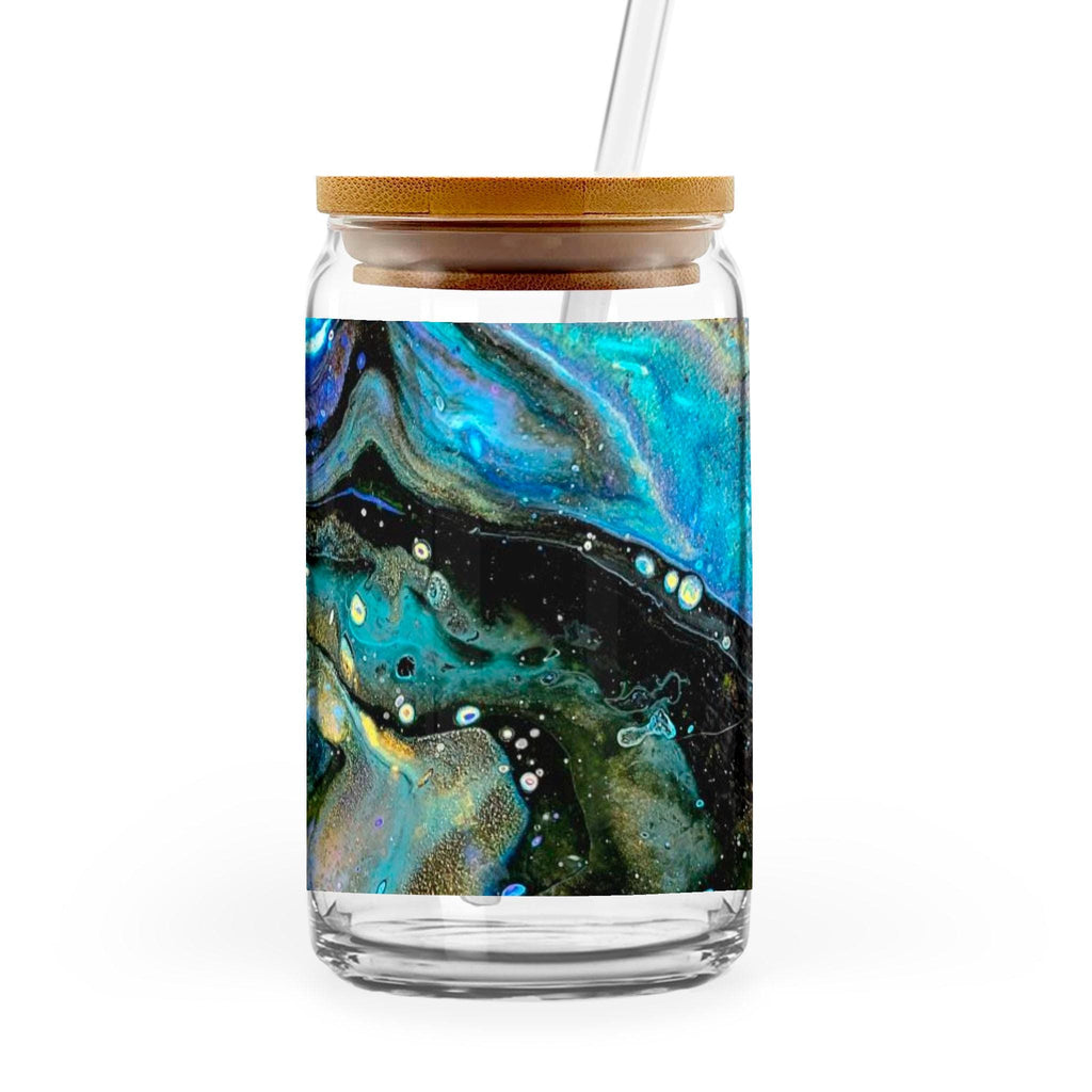The Face - 16oz Glass Can with Bamboo Lid & Straw