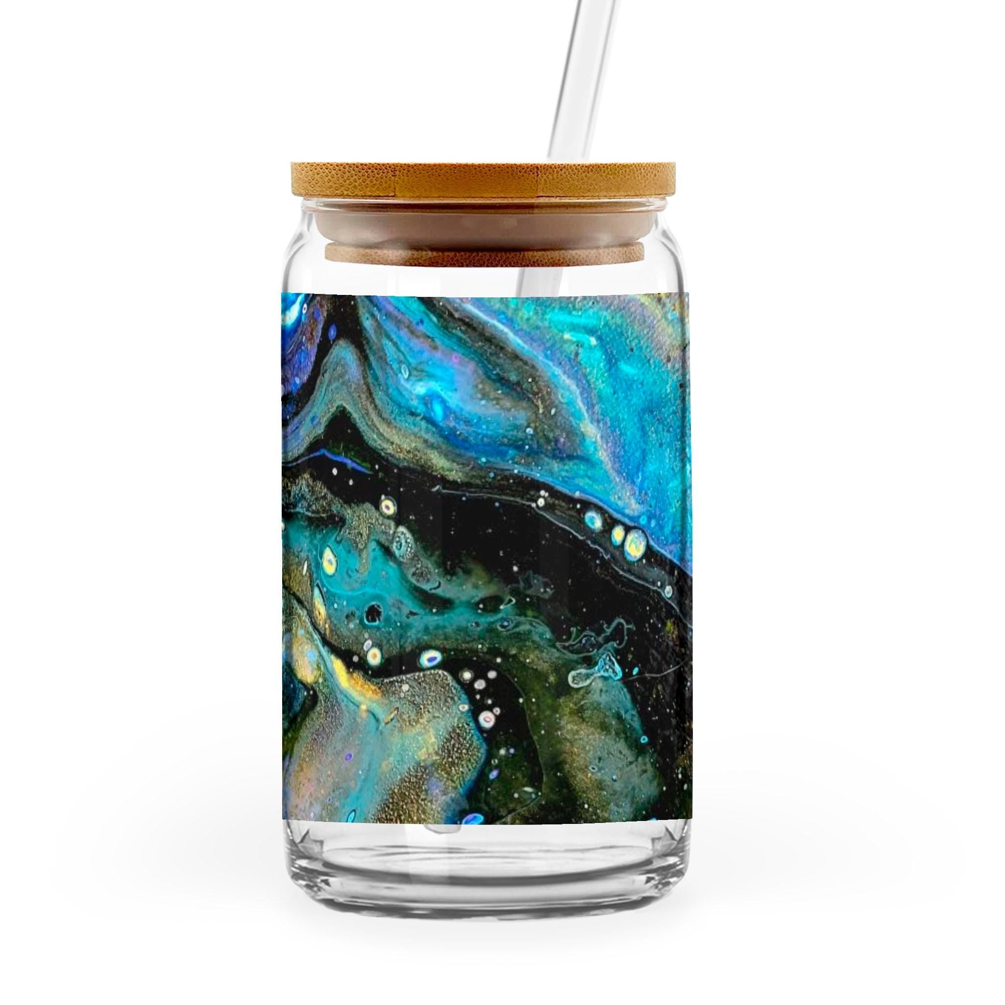 The Face - 16oz Glass Can with Bamboo Lid & Straw