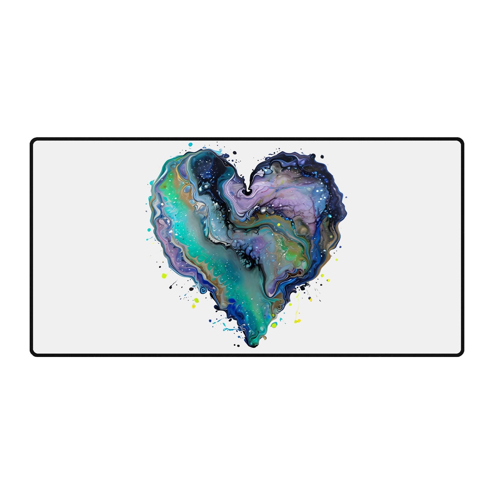 Fluid Art Heart (1) - Desk Mat
