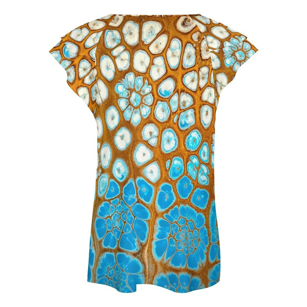 Maui Vibes Women's Ruffle Sleeve V-Neck T-Shirt