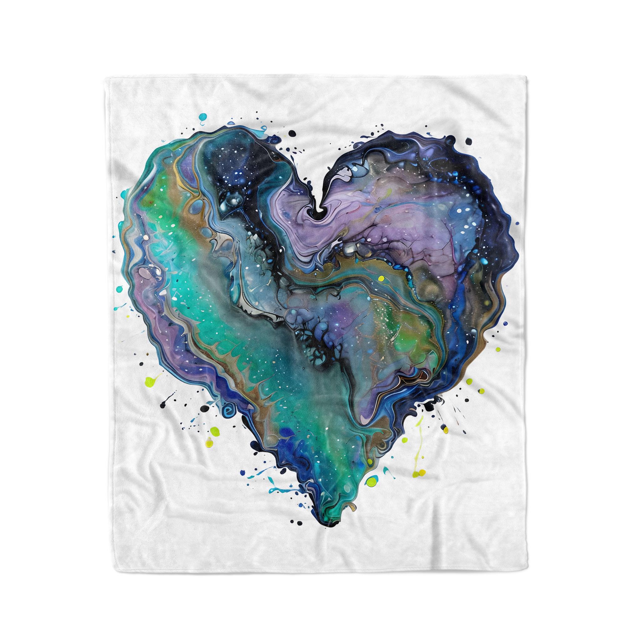Fluid Art Heart (1) - Fleece Blanket