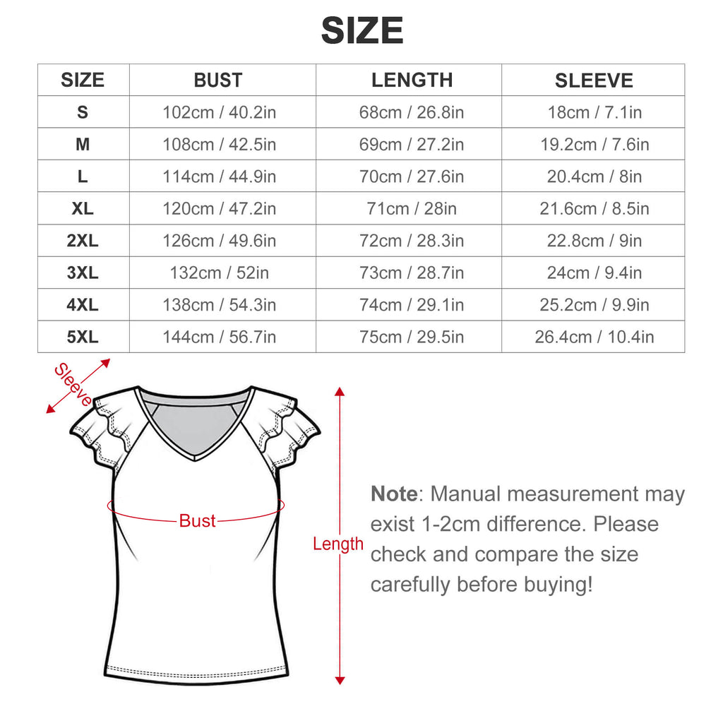 Mystical Mosaic - Women's Ruffle Sleeve V-Neck T-Shirt