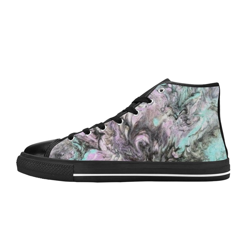 Turquoise Splash - Men's Classic High-Top Canvas Shoes