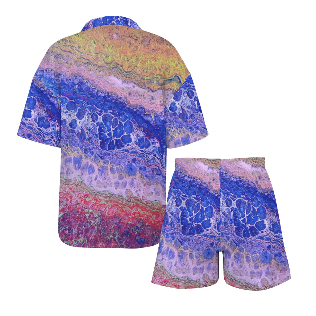 Tie Dye Delight Women's V-Neck Short Pajama Set