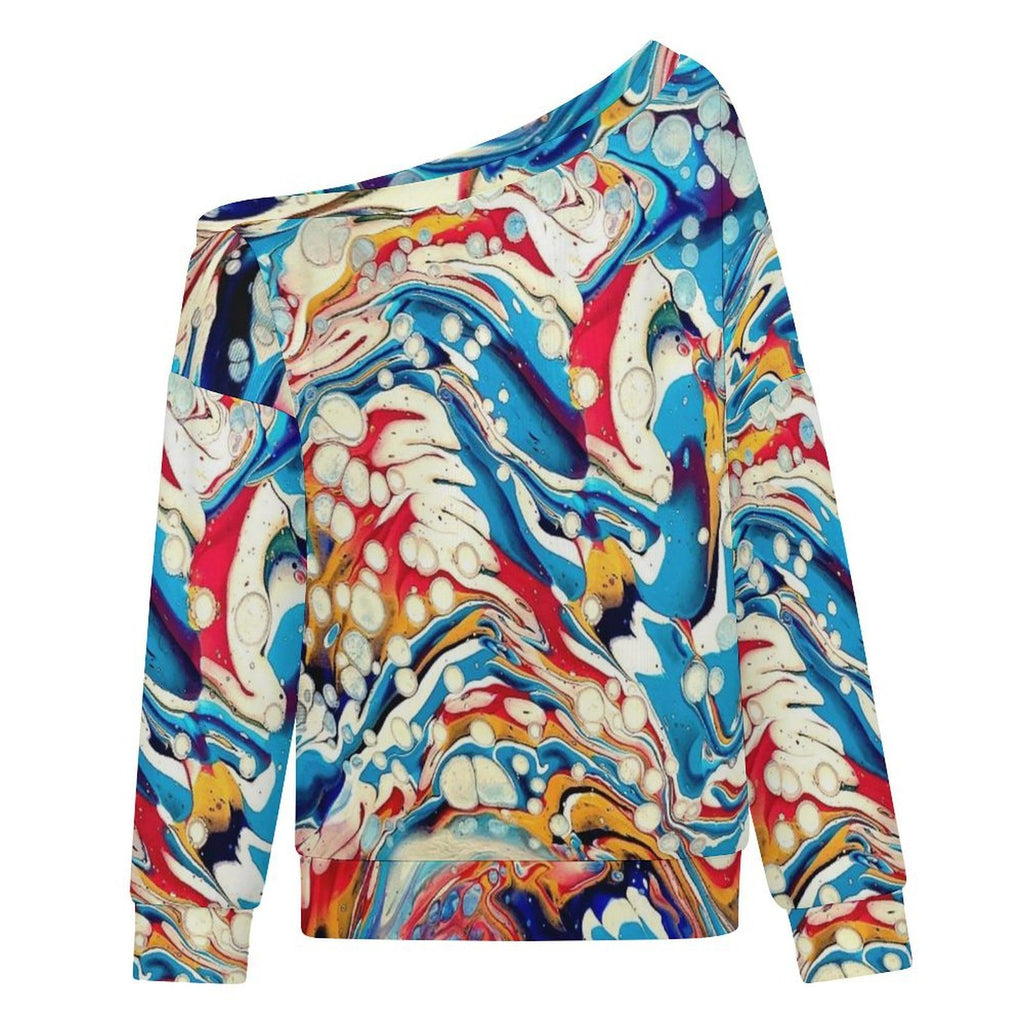 Color Me Happy Women's Off-shoulder Long Sleeve Sweatshirt