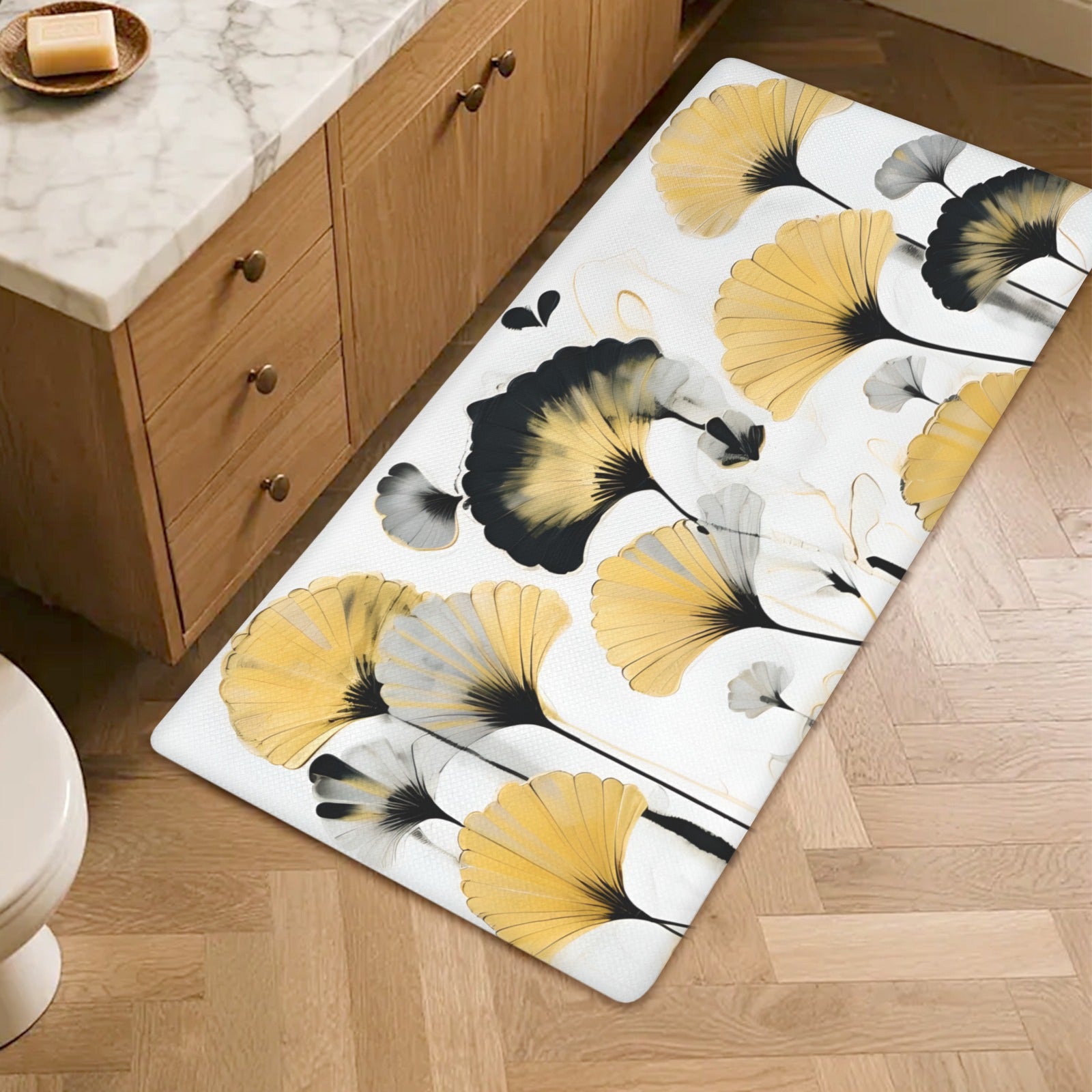 Golden Ginkgo PVC Anti-Fatigue Kitchen Mat 48x24inch