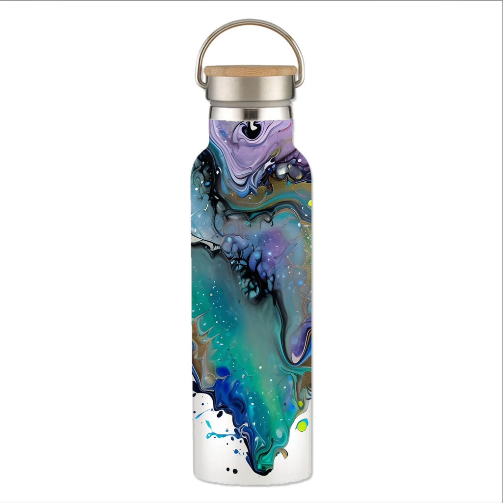 Fluid Art Heart - Stainless Steel Water Bottle with Bamboo Lid