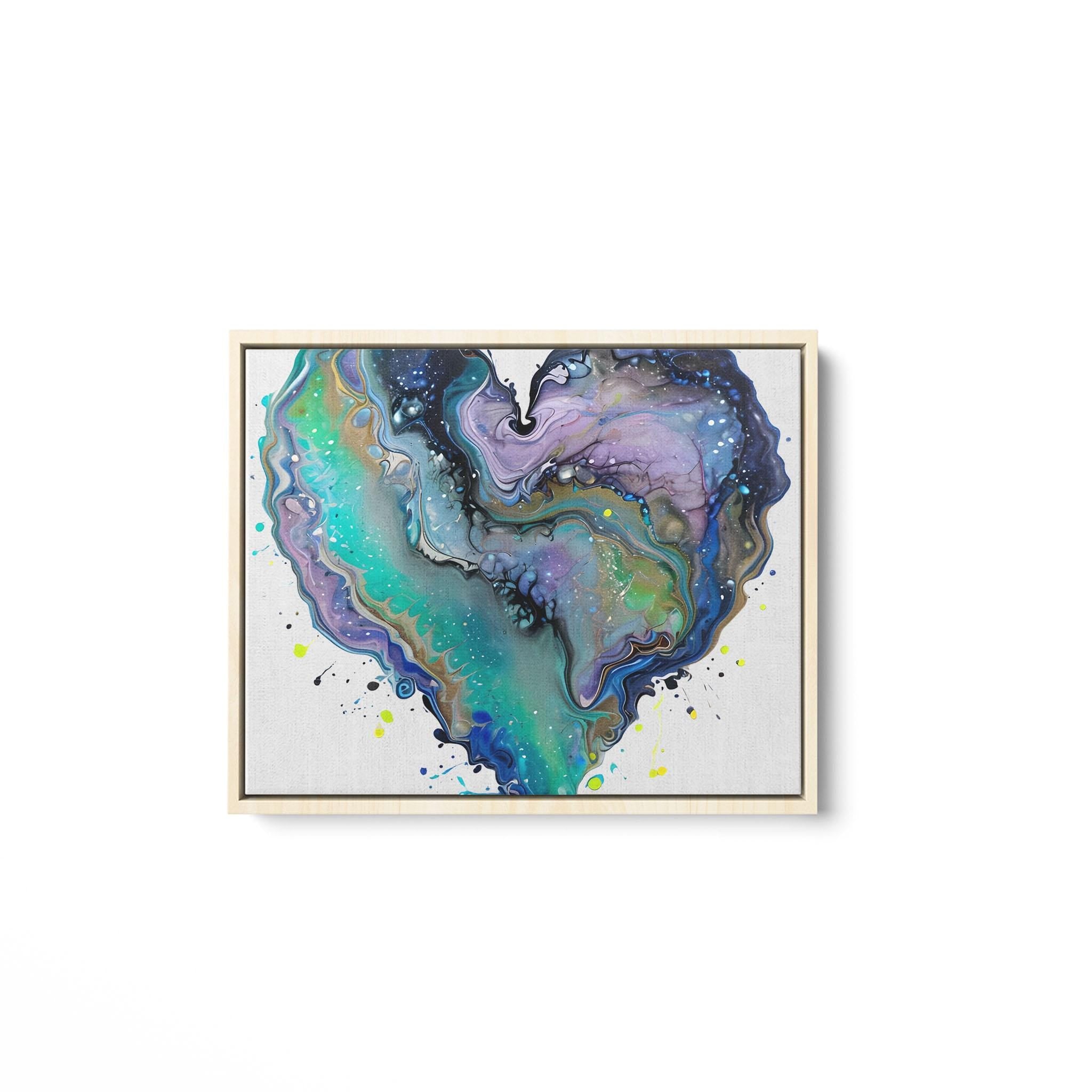 Fluid Art Heart (1) - Framed Matte Canvas