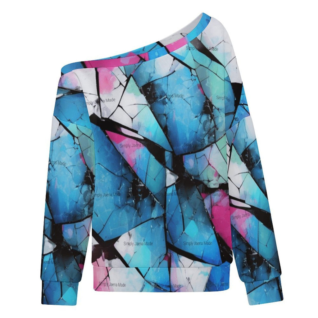 Mystical Mosaic Women's Off-shoulder Long Sleeve Sweatshirt