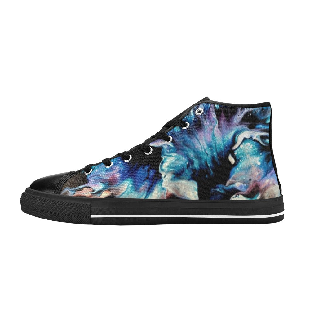 Teal Delight - Men's Classic High-Top Canvas Shoes