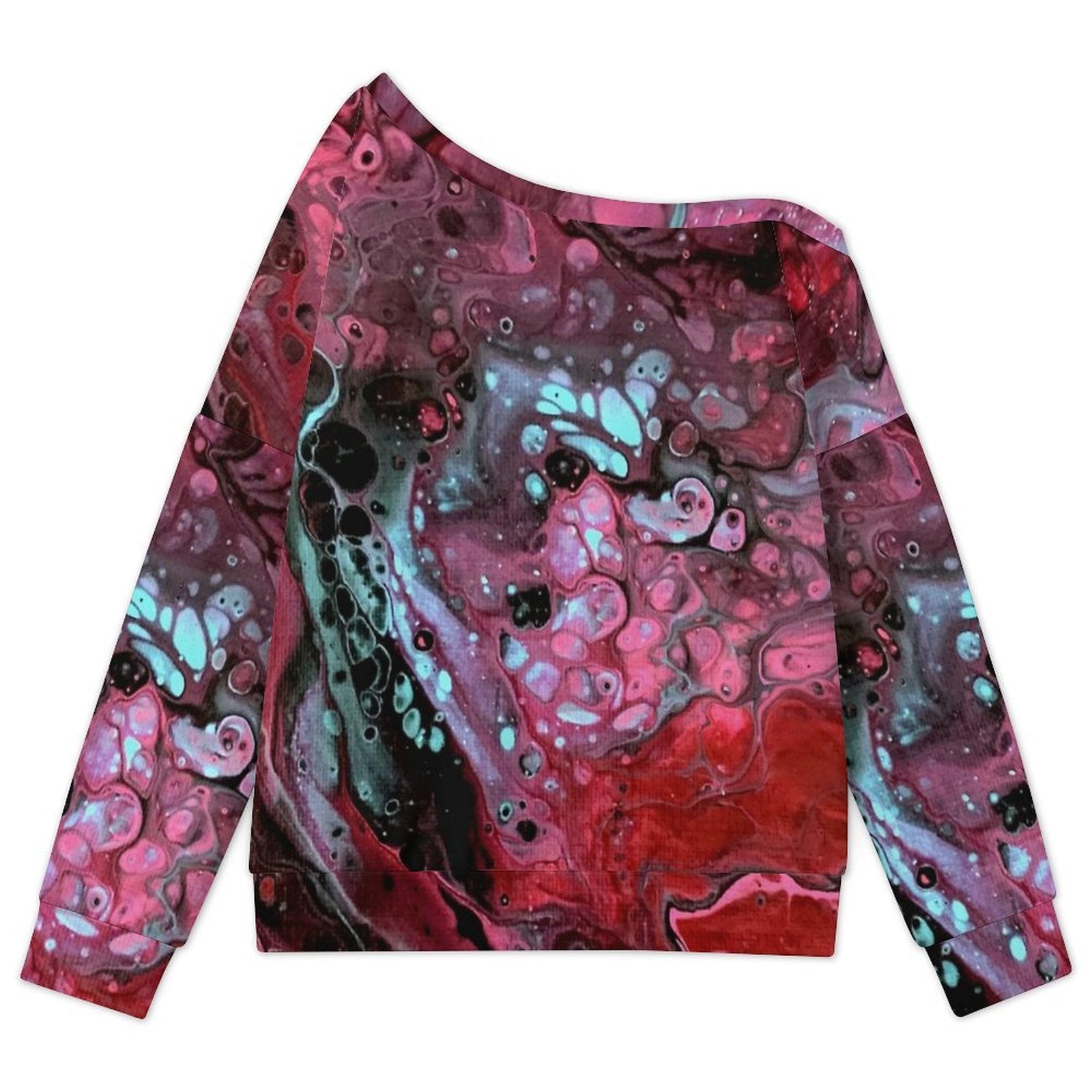 Deep Magenta Women's Off-shoulder Long Sleeve Sweatshirt