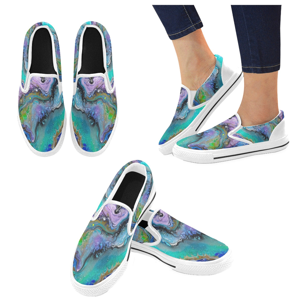 Fluid Art Heart - Men's Slip-On Canvas Shoes