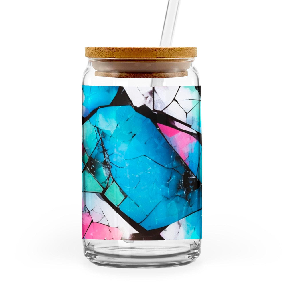 Mystical Mosaic - 16oz Glass Can with Bamboo Lid & Straw