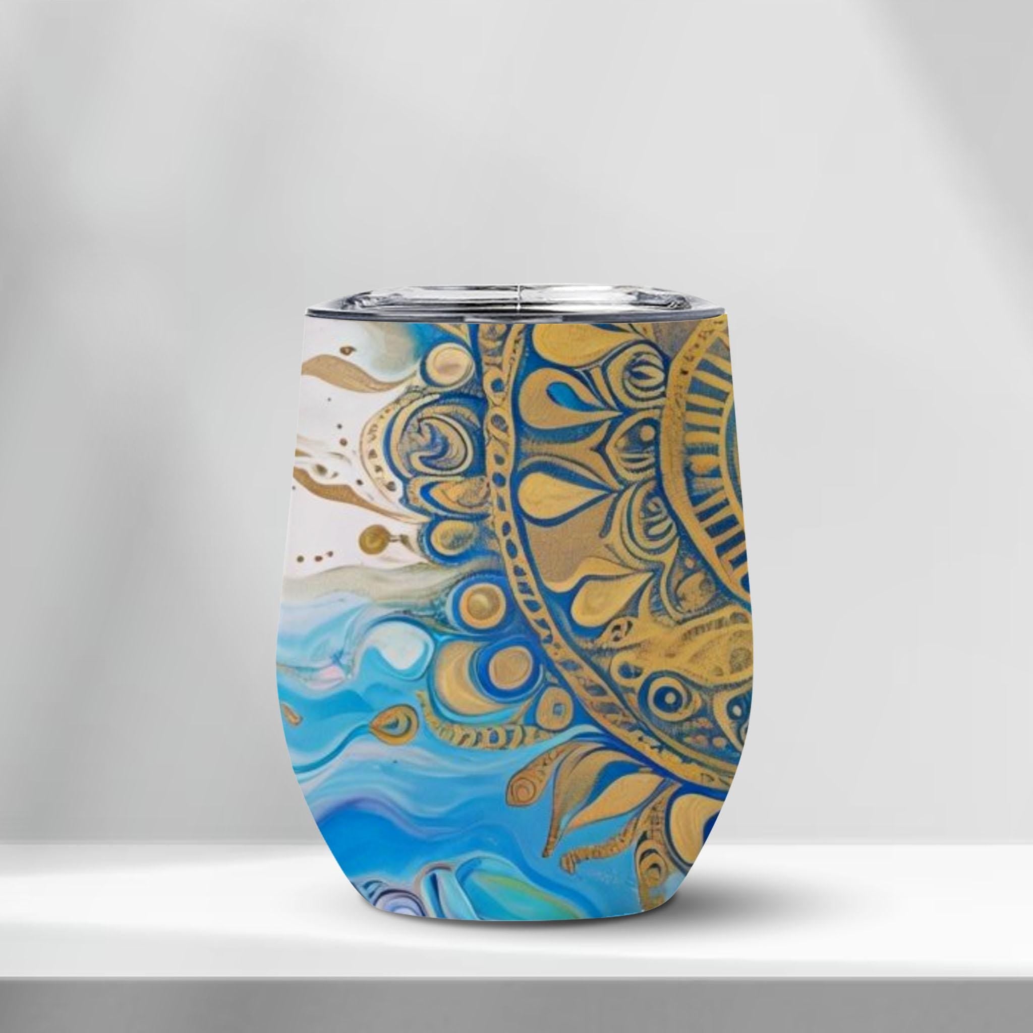 Mandala Sun - Edge-to-Edge Wine Tumbler