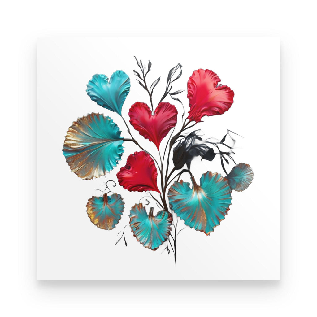 Hearts Floral Art Print – Whimsical Foliage Poster