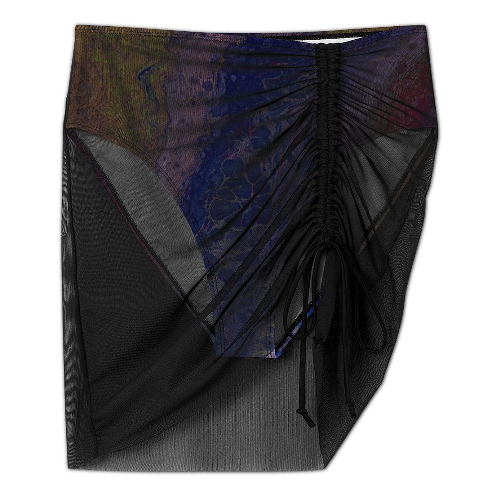 Tie-Dye Delight - Design Women's Mesh Drawstring Skirt and Swimsuit Set