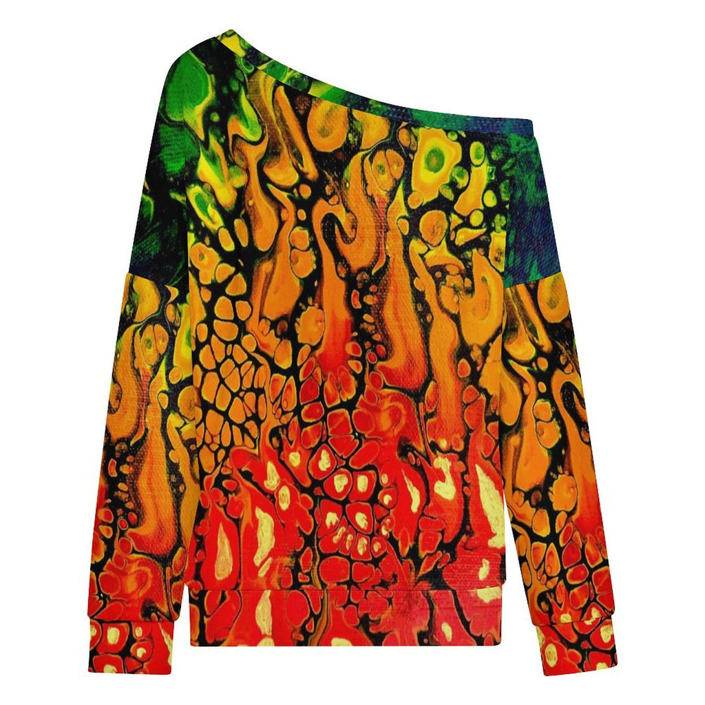 Fire Women's Off-shoulder Long Sleeve Sweatshirt